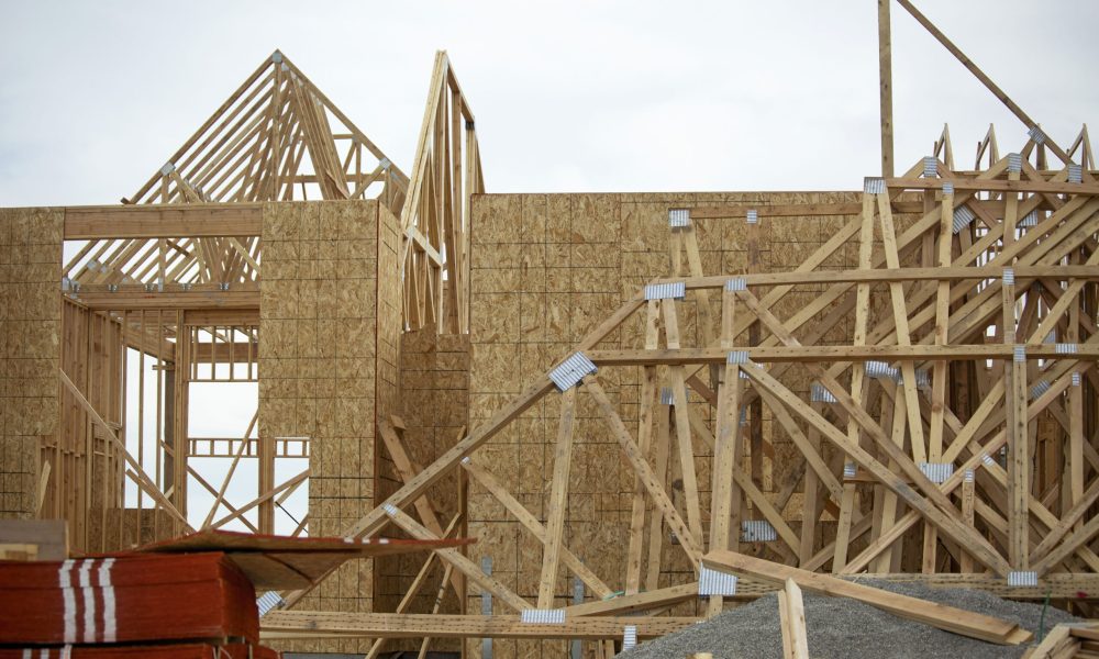 A wooden carcass, a timber framing construction